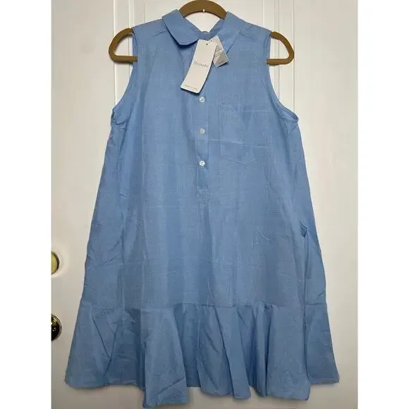 Hixiaohe Women Shirt Dress Casual Sleeveless Mini Dress Beach Flowy Sundresses L - Picture 2 of 10